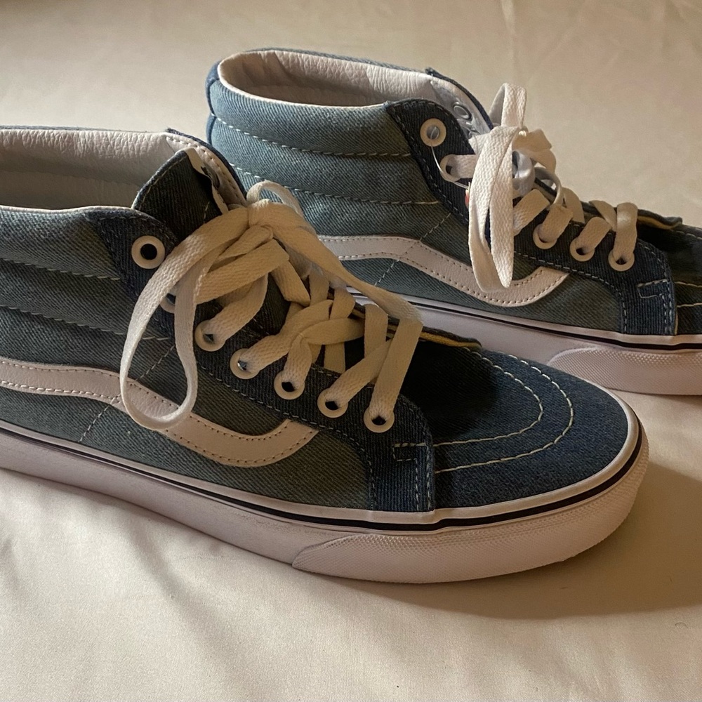 VANS Skate Mid Top Denim 2-Tone New Men Size 7.5 Skater Casual Shoe
